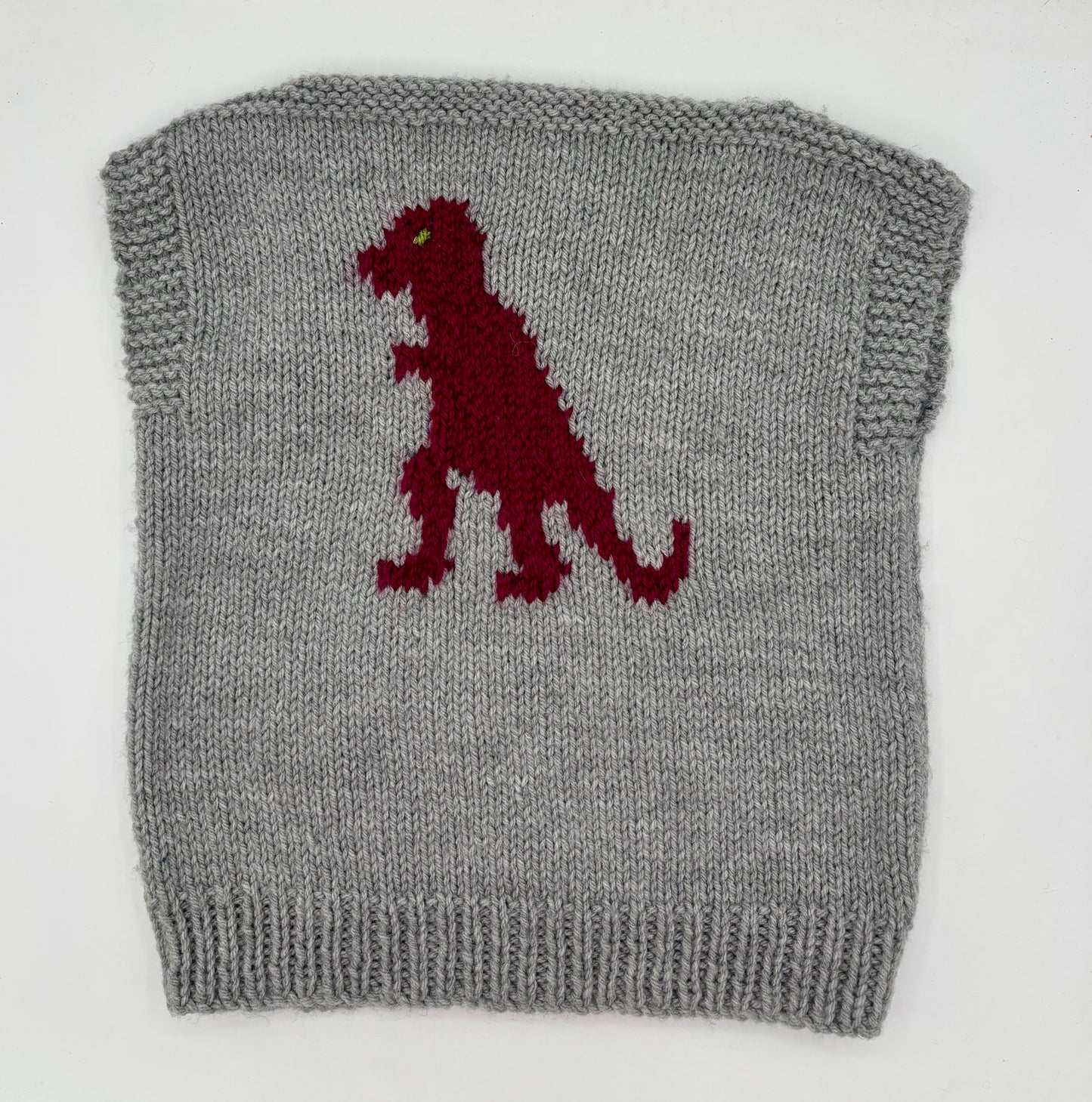 6 Y Gray Acrylic Knit Vest with Dinosaur