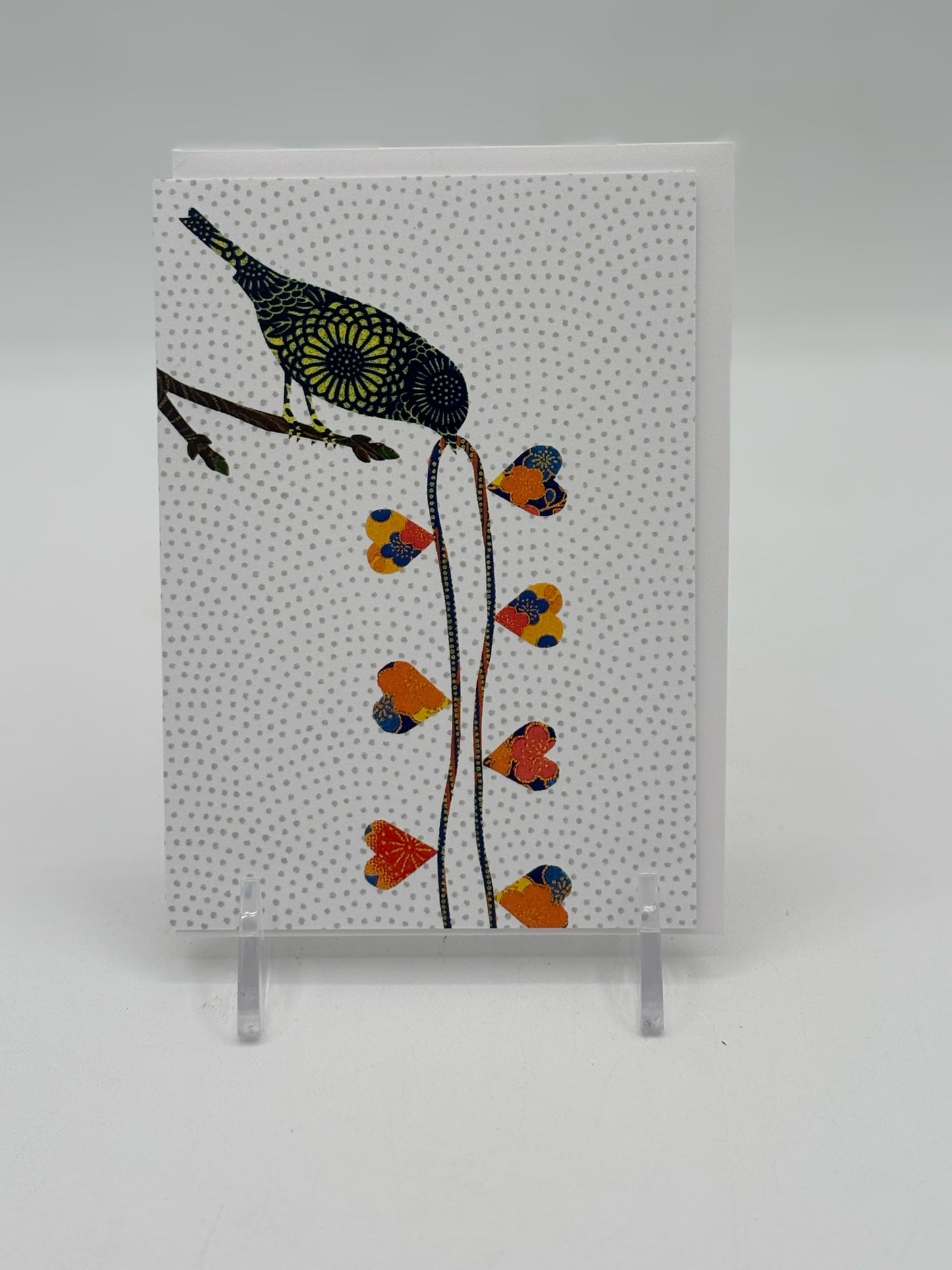 Bird and Worm with Hearts Card