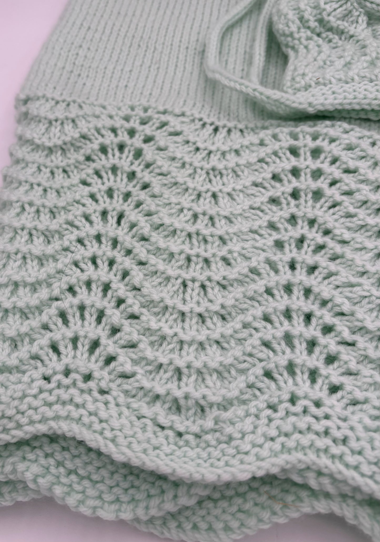 Mint Green Acrylic Baby Blanket with Bonnet