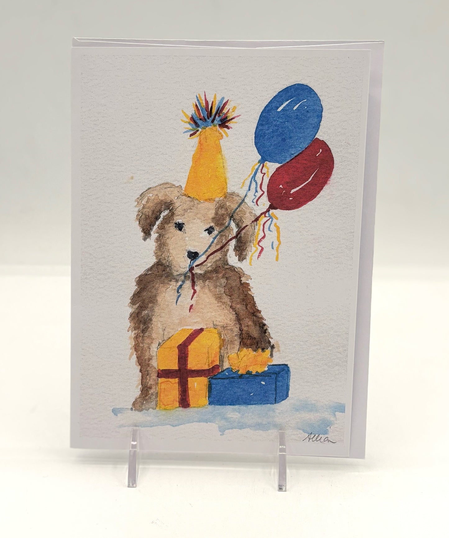 Dog with Ballons Birthday Card