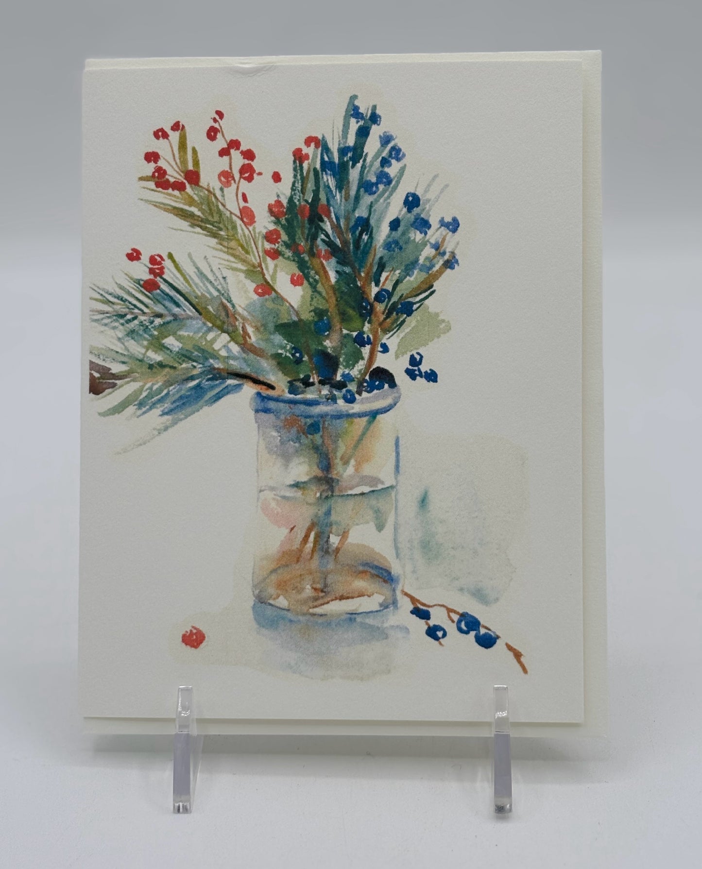 Watercolor Holiday Greens Letterpress Card