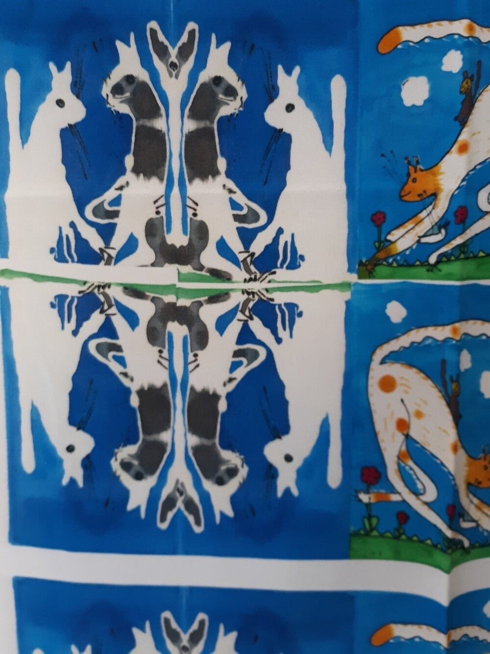 Blue Cat Silk Scarf