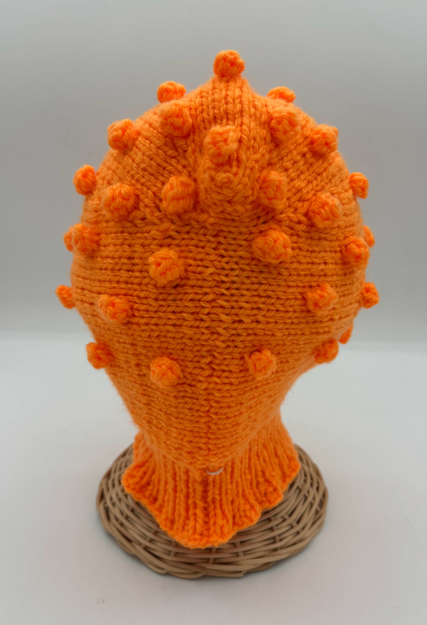 Toddler Orange Acrylic Bobble Knit Balaclava