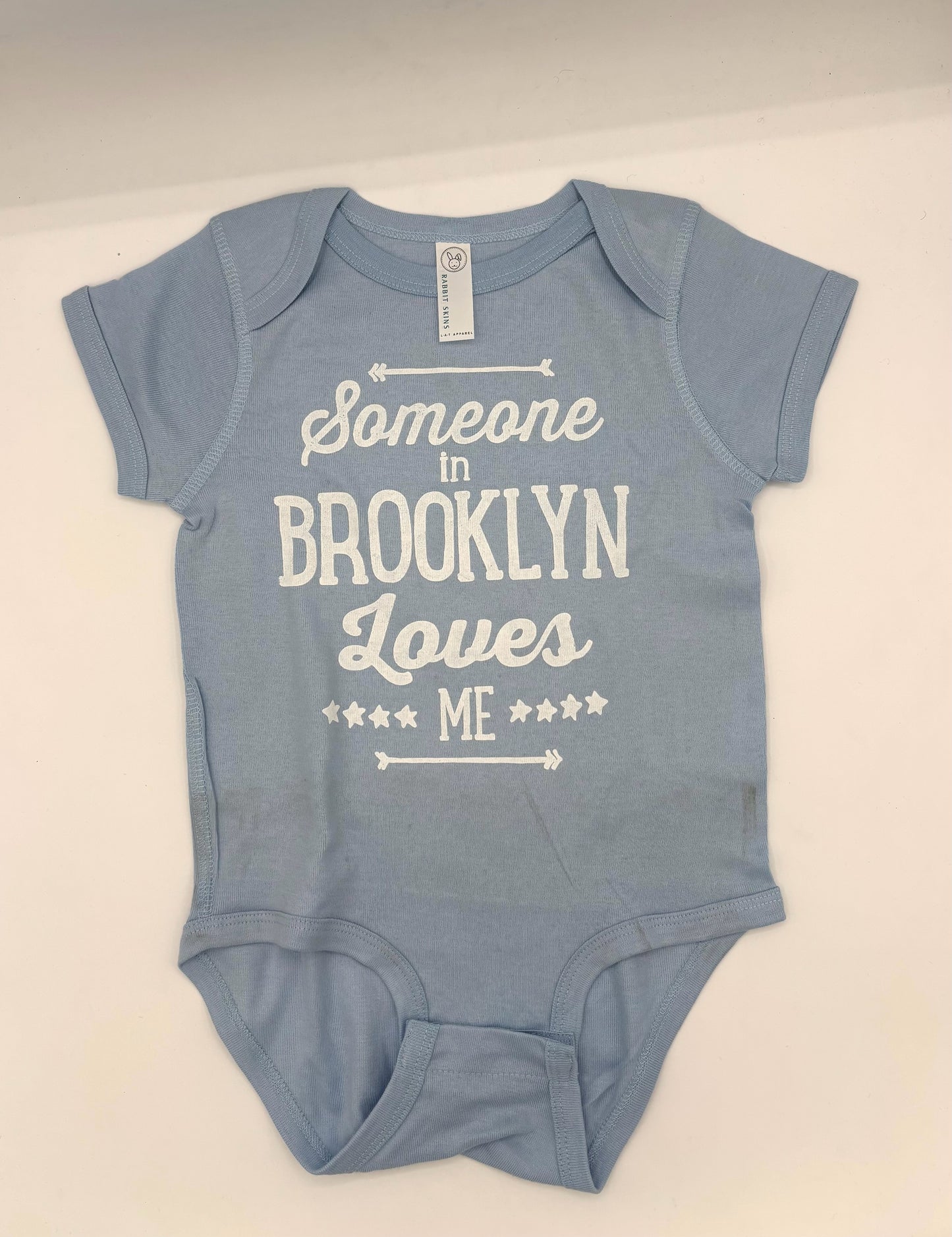 Someone in Brooklyn Loves Me Onesie Light Blue 12 M