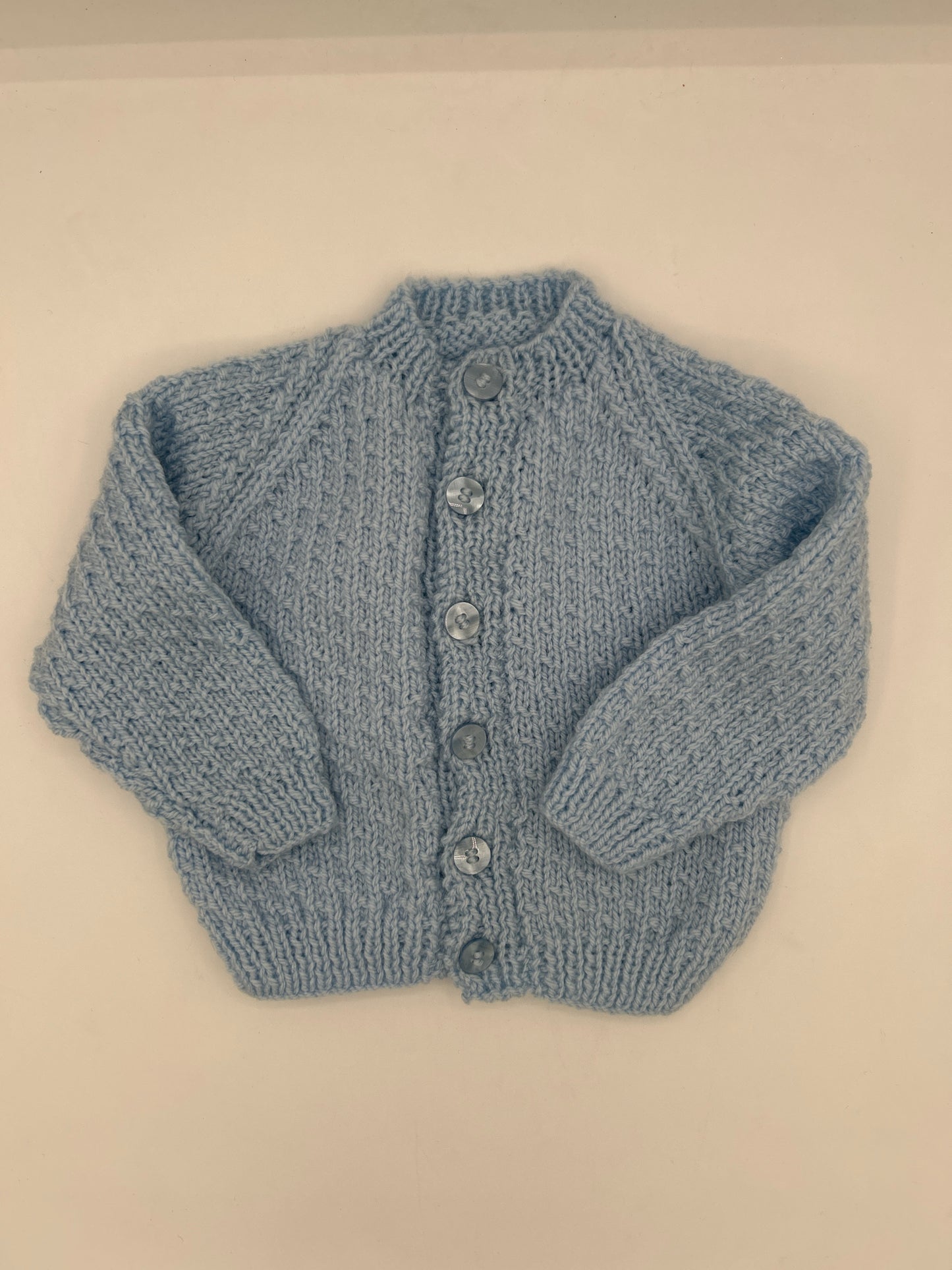 6-12 M Blue Acrylic Knit Cardigan with Raglan