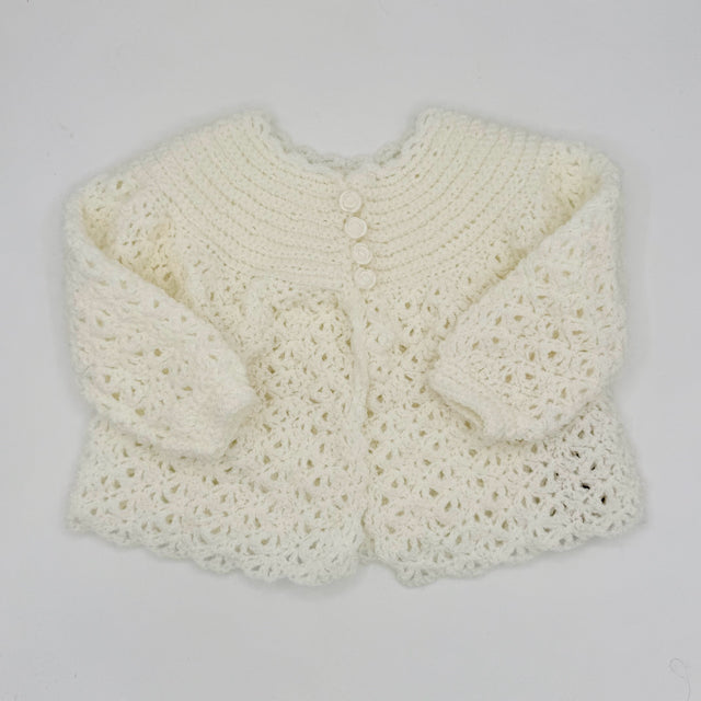 12-18 M White Acrylic Lace Crochet Matinee Jacket