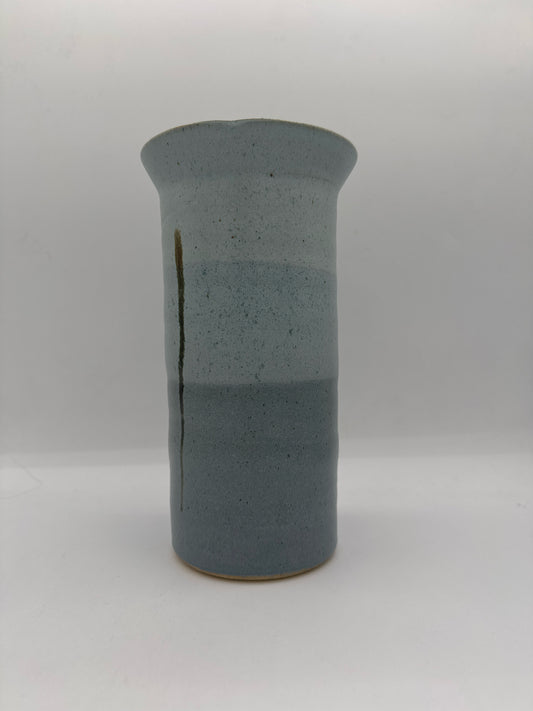 Tall Stoneware Vase in Shades of Light Blue