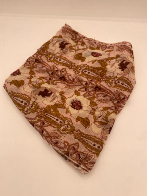 Tan, Gold & Pink Floral Scarf
