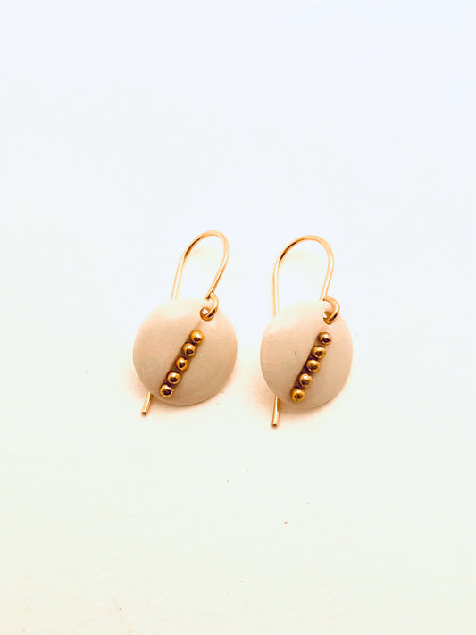 Beaded Circle Earrings, White