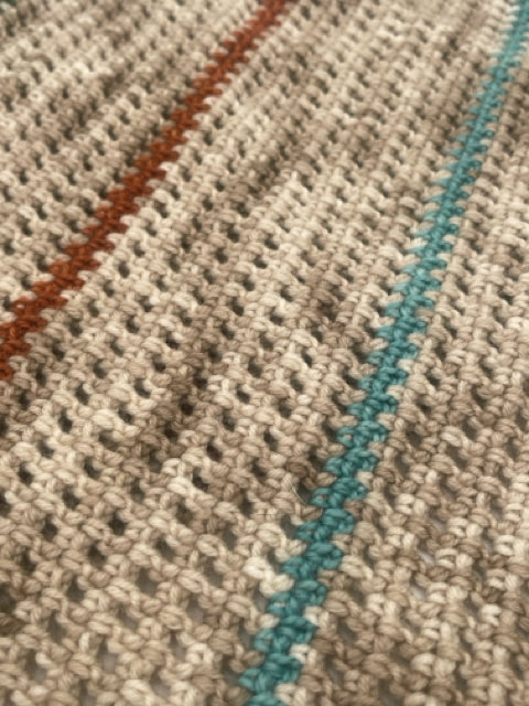 Oat, Blue, Russet and Forest Merino Blend Crochet Granny Square Cowl