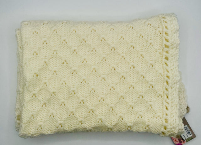 White Acrylic Knit & Crochet Blanket