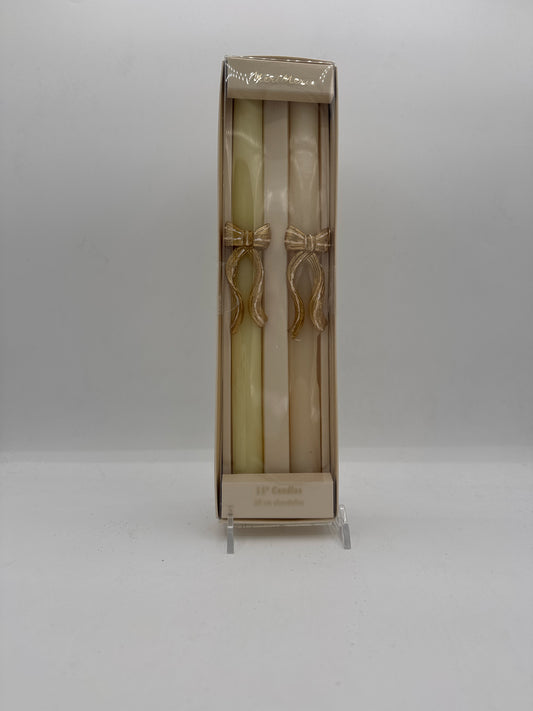 Boxed Set of Two Tapered Candles with Gold Bow