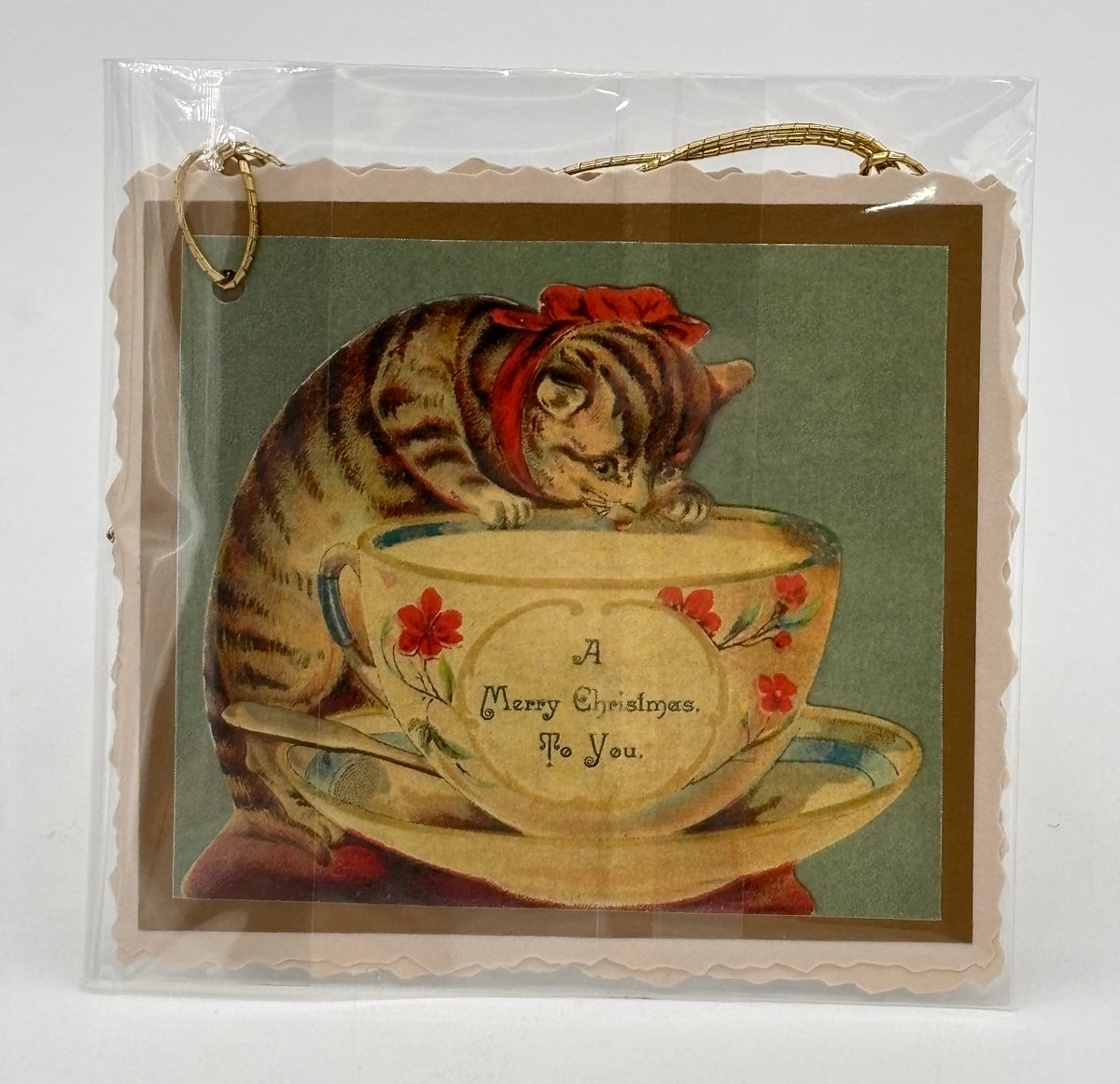 Cat And Teacup Christmas Gift Tags