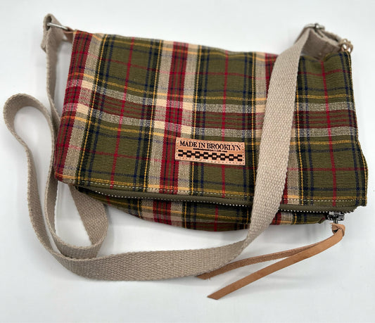 Plaid Foldover Crossbody Bag