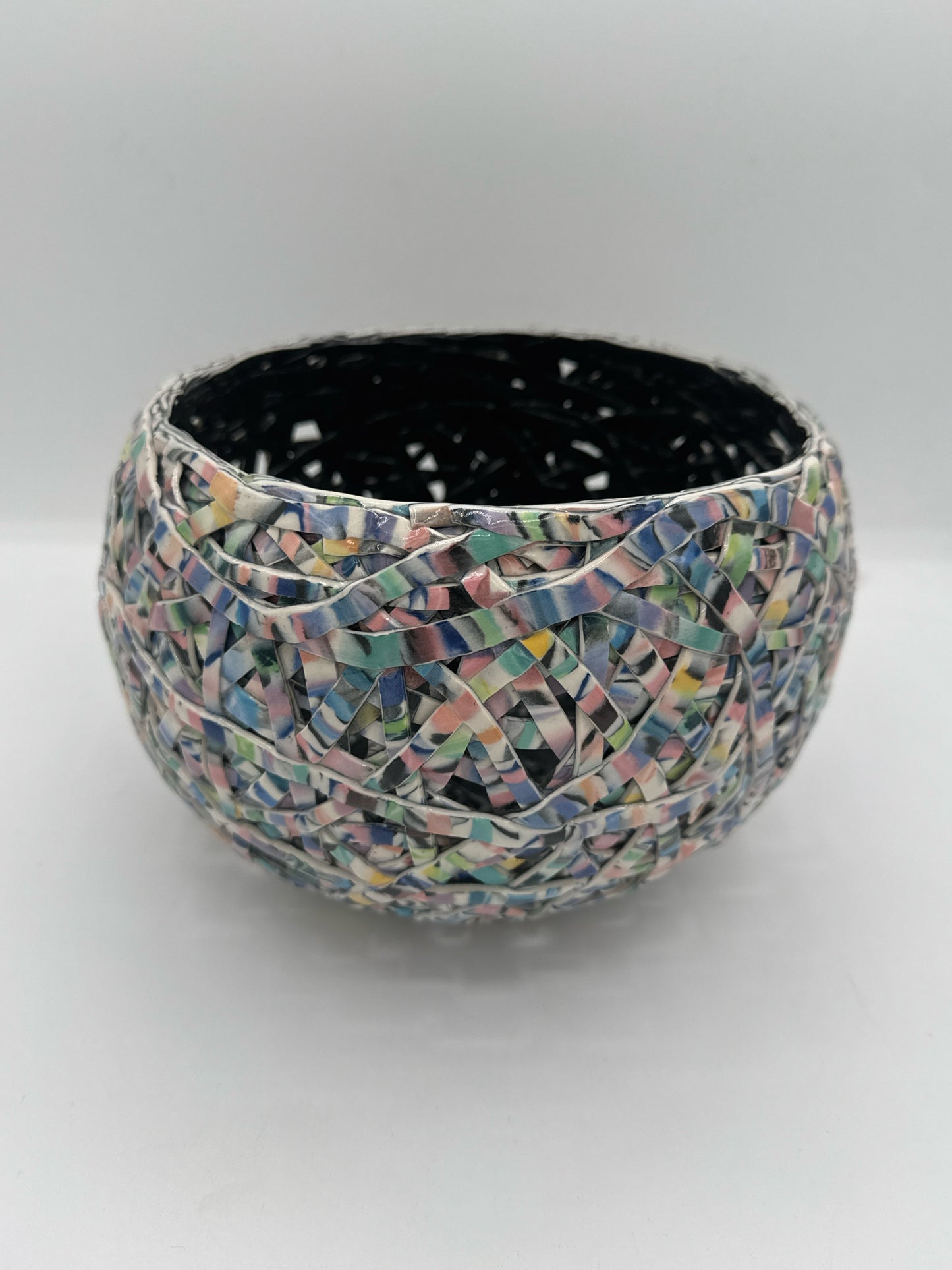 Multi-Colored Tangle Basket with a Black Interior