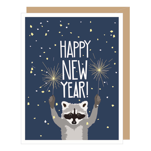 New Year Raccoon Card
