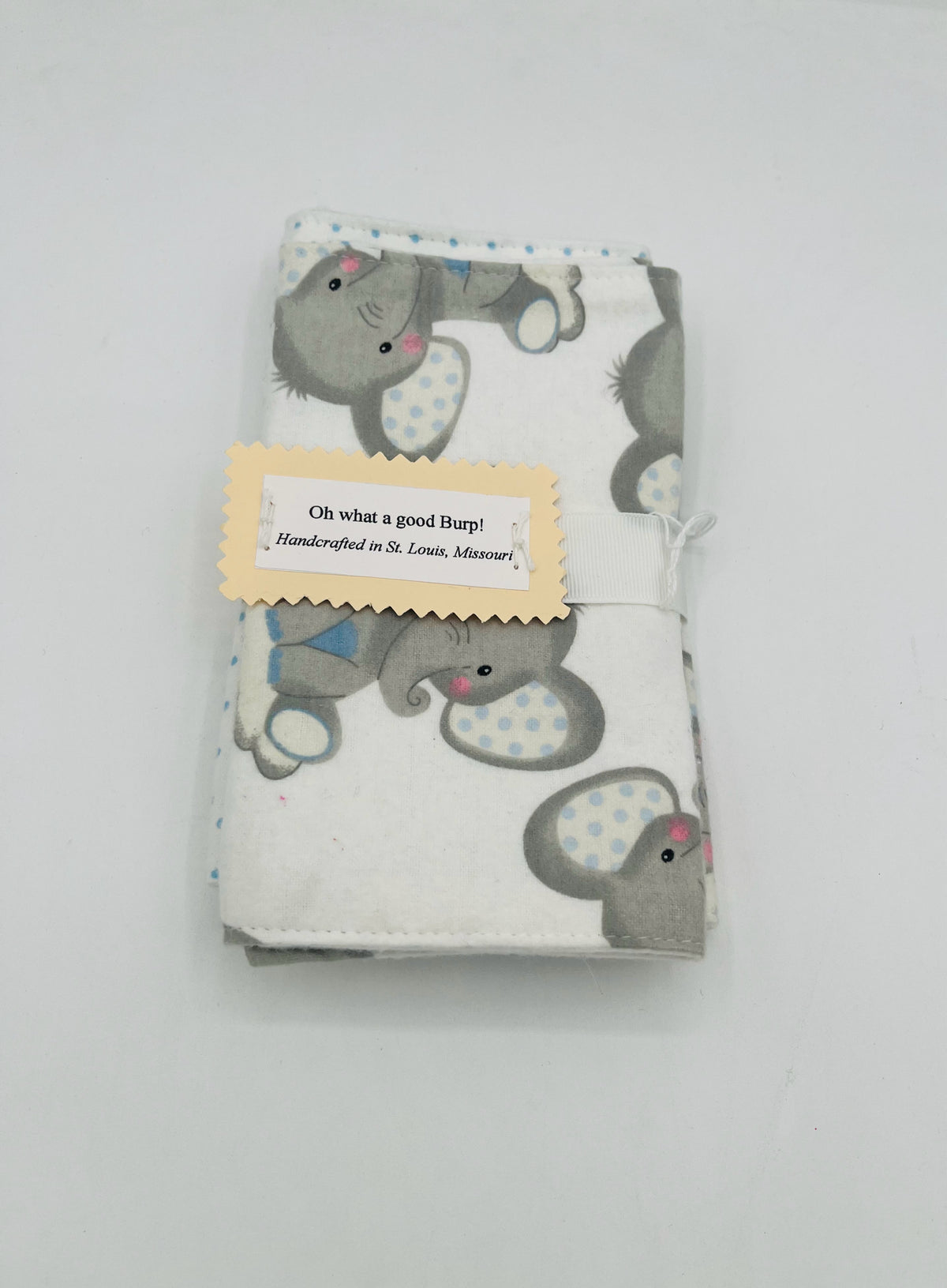 Elephants & Blue Polka Dot Burp Cloth Set of 3