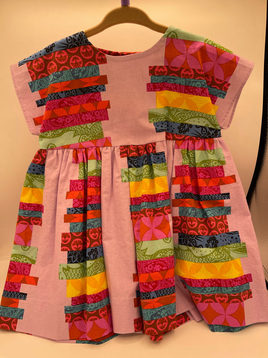2 Y Dress - Lavendar w/multi color blocks