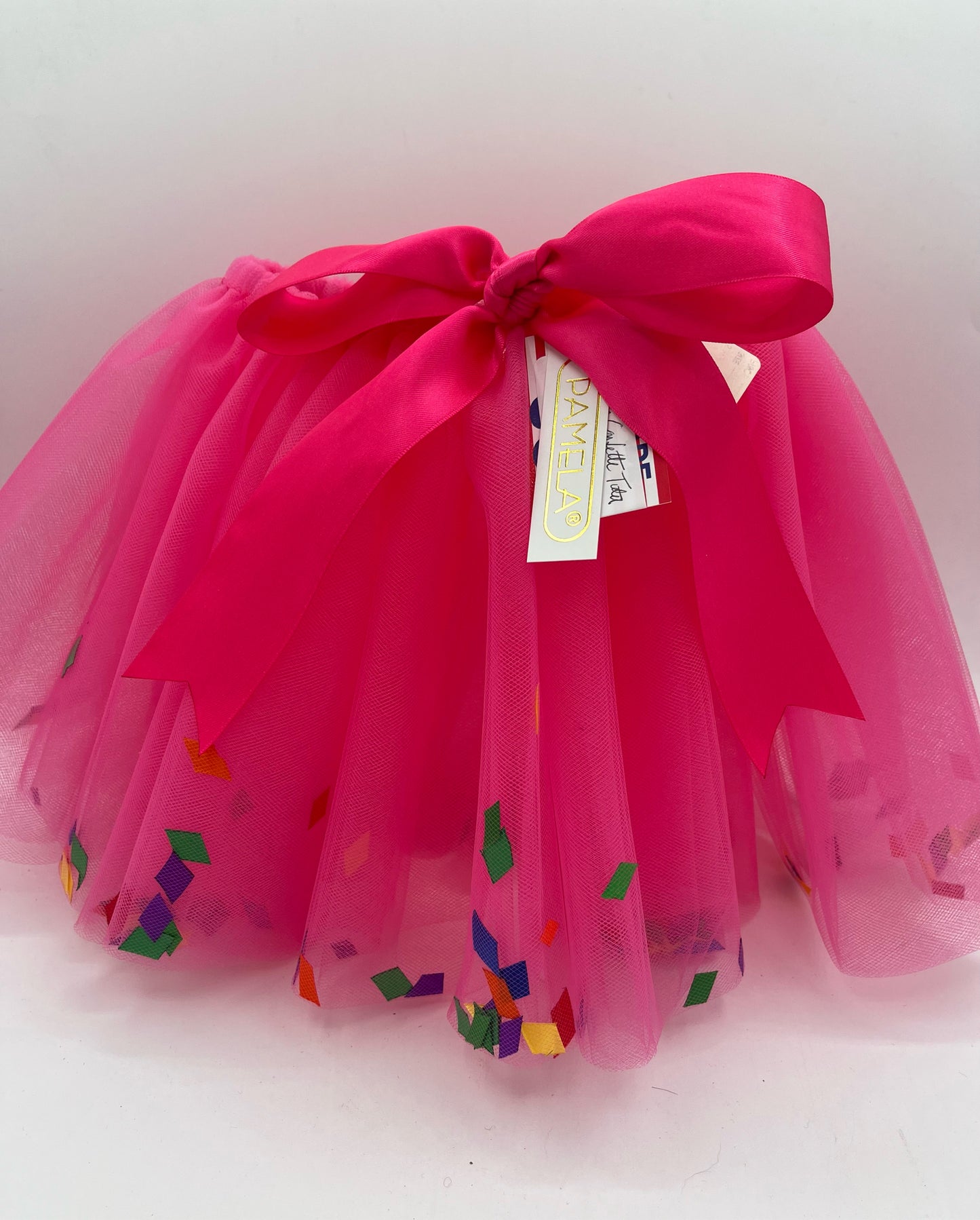 9" Ribbon Confetti Tutu in Hot Pink