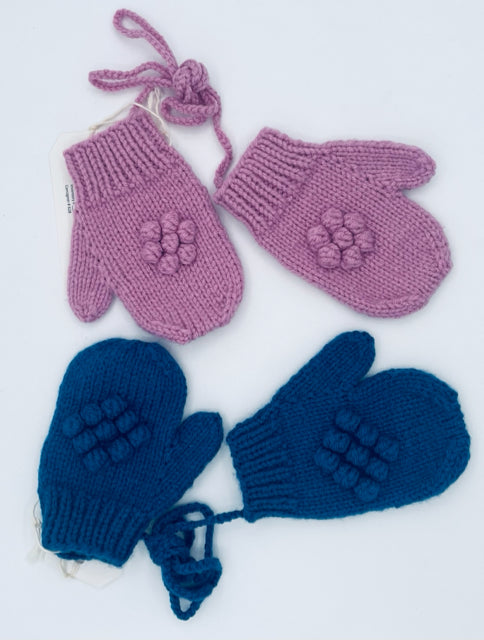 2-4 Acrylic Bobble Knit Mittens with String