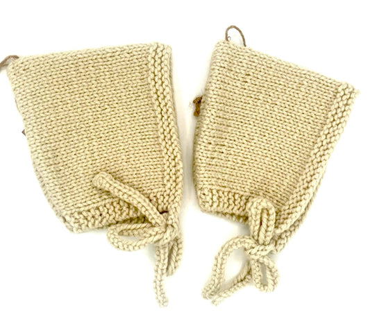 0-6 M Biscuit Acrylic Pixie Knit Bonnets