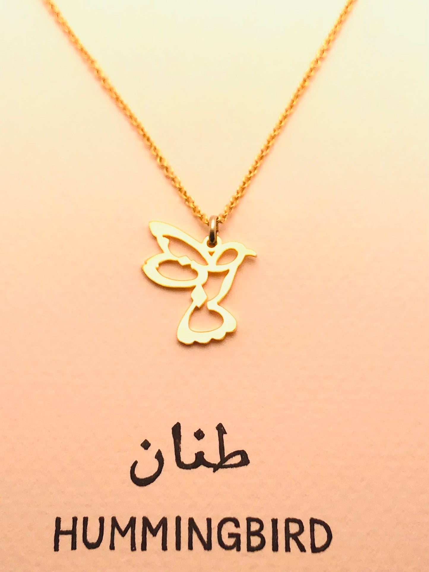Hummingbird in Arabic Necklace