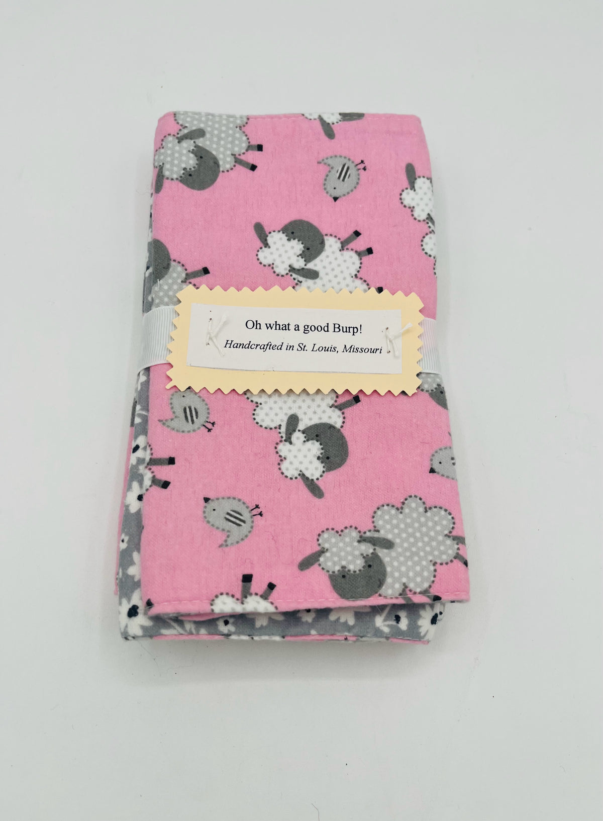 3 Piece Burb Set - Sheep on Pink & Gray Florals
