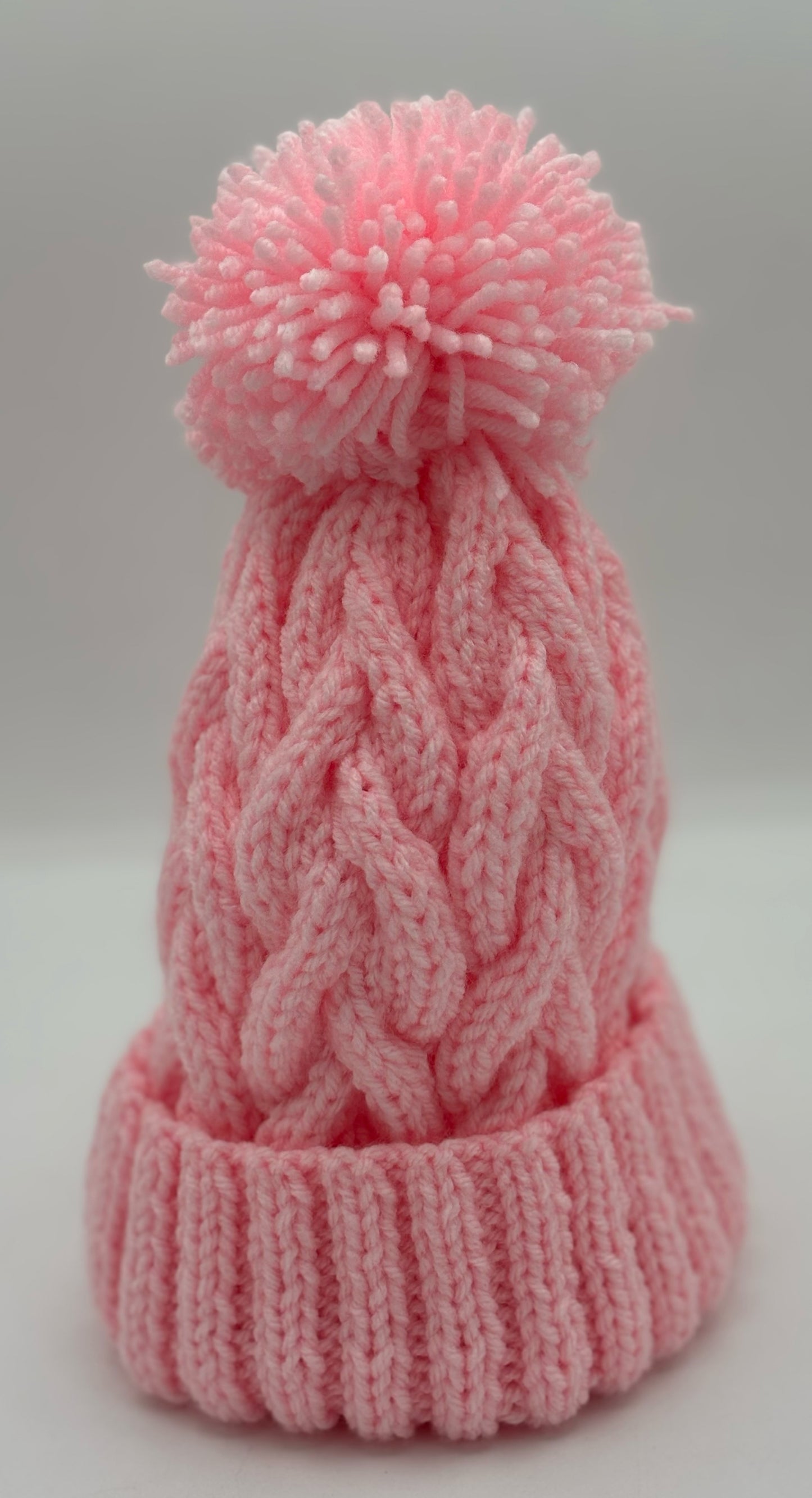 3-5 Y Pink Acrylic Pom Pom Hat