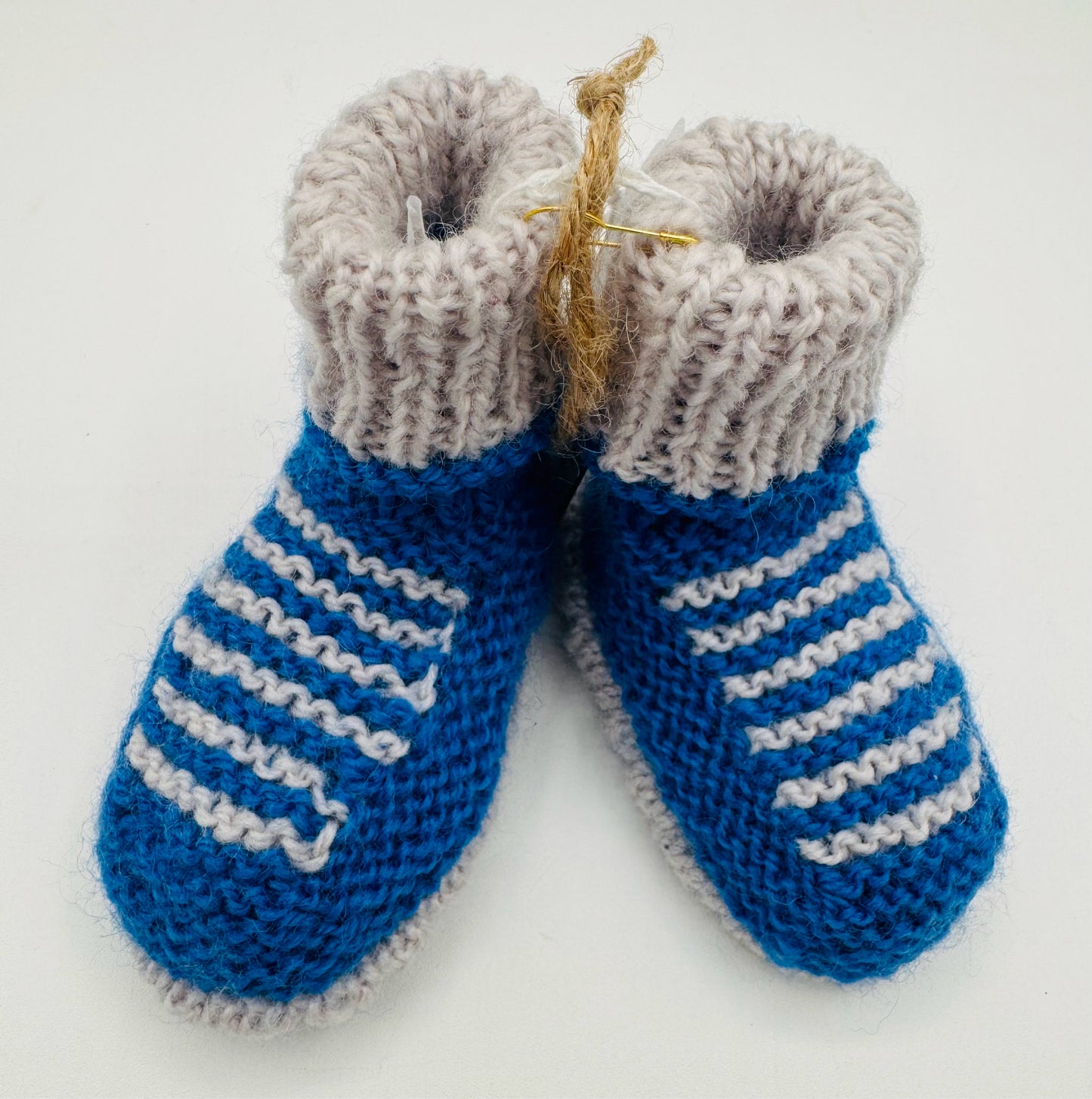 0-6 M Blue and Gray Wool Knit Booties