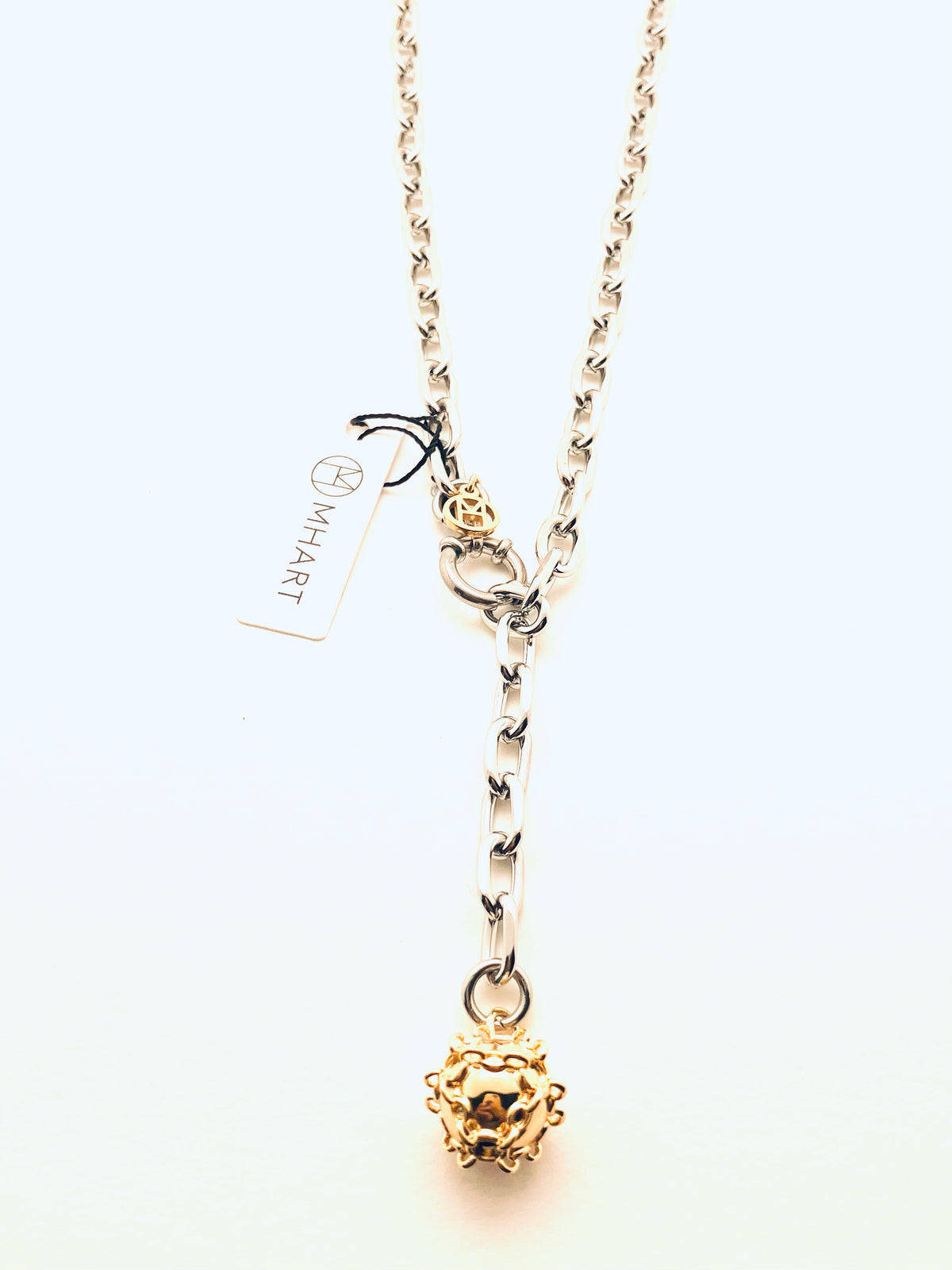 Stainless Steel Chain with Sculptura Gold Sphere