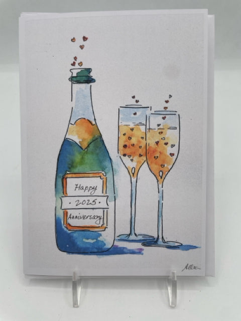 Anniversary Champagne Glasses Cards