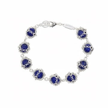 Caged Lapis Lazuli Gemstone Sterling Silver Bracelet