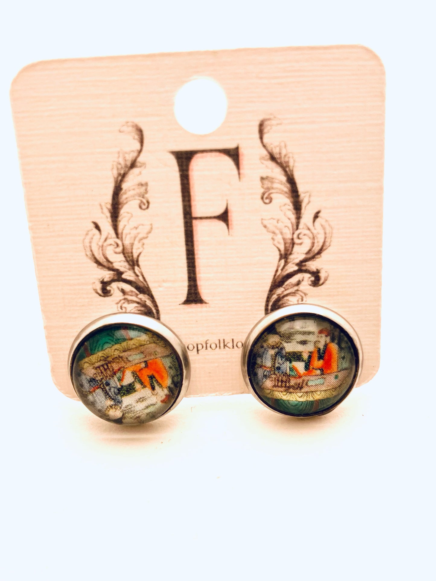 Dulcet Studs, Glass Cabochon