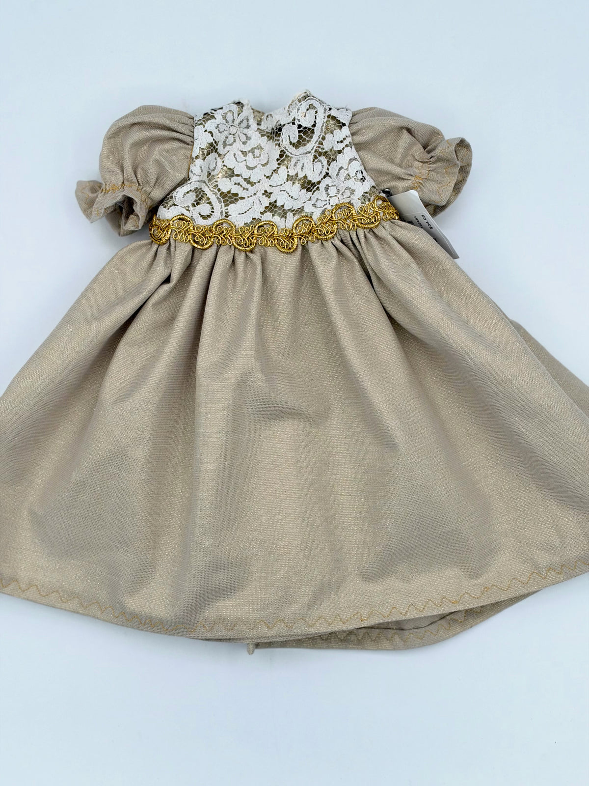 Gold Sparkle Dress w/ Lace Top and Gold Trim for 18" Dolle