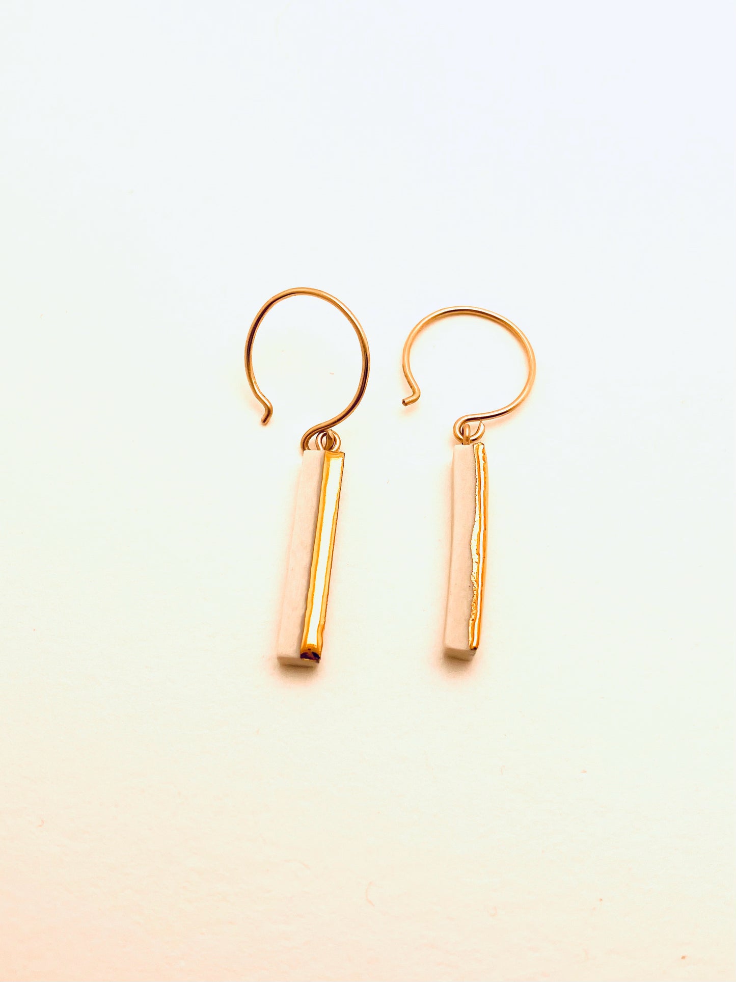 Bar Hoop Earrings, White