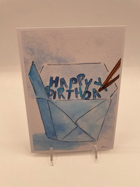 Blue Take Out Birthday Card