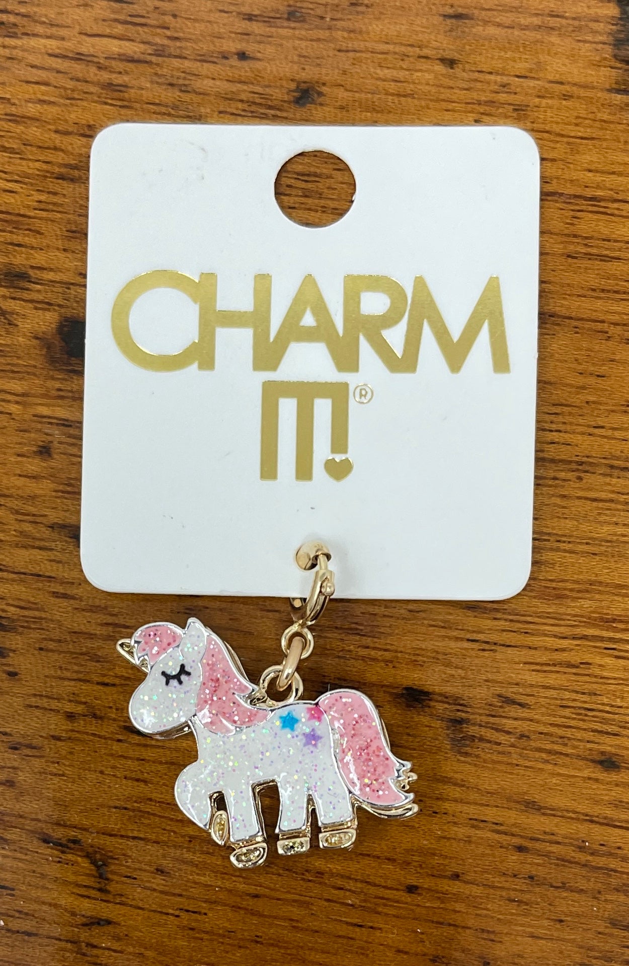 Gold Glitter Unicorn Charm