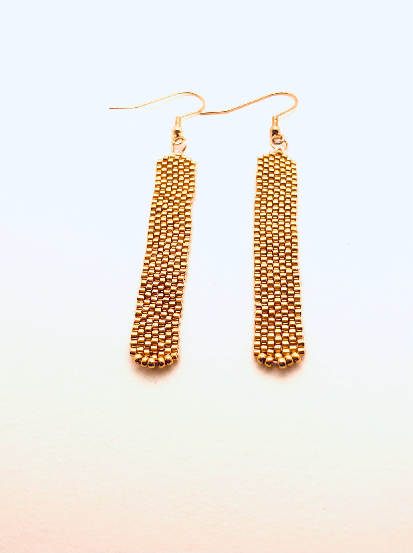 Beaded Dangle Earrings, Gold