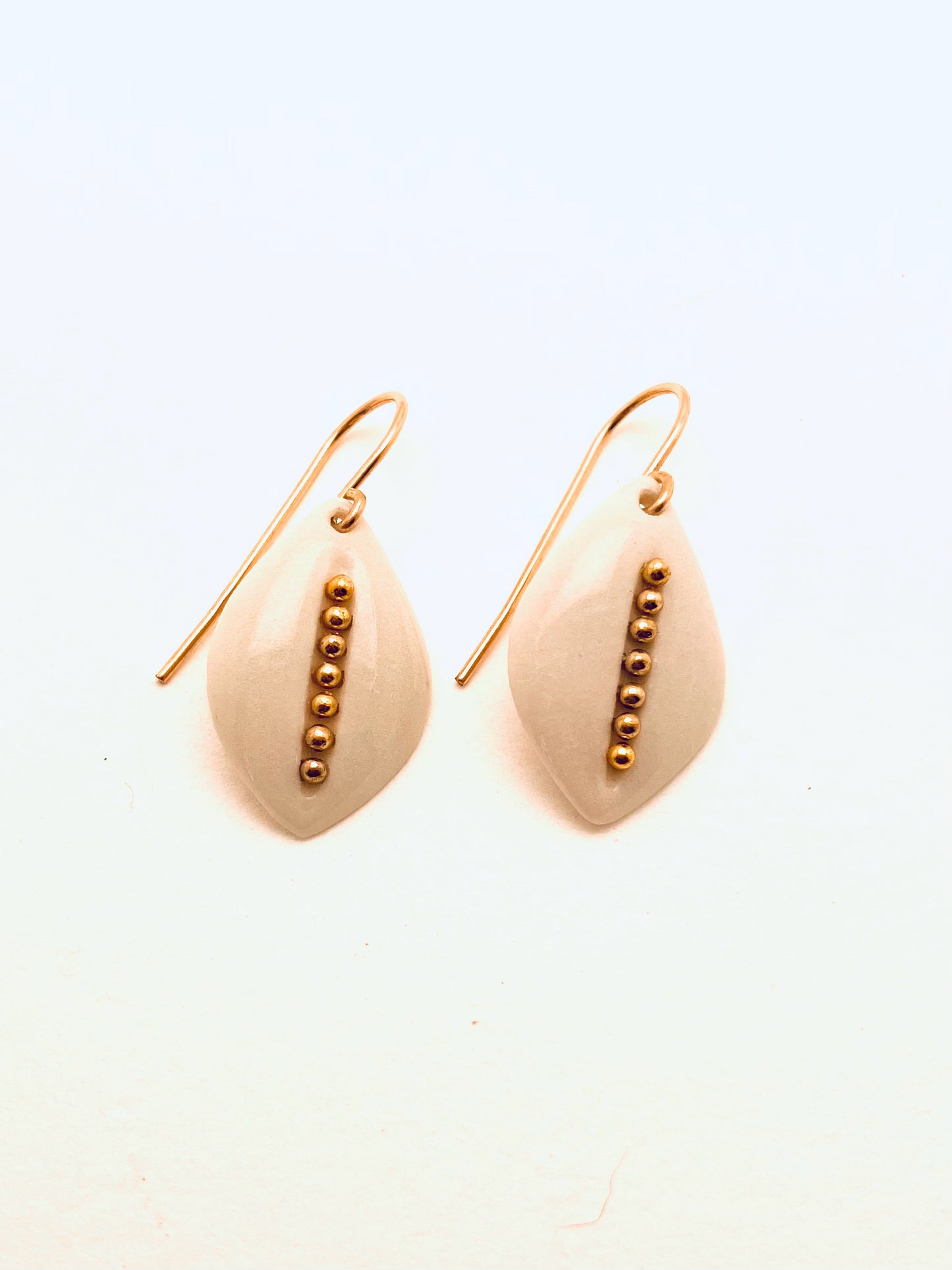 Beaded Leaf Earrings, White