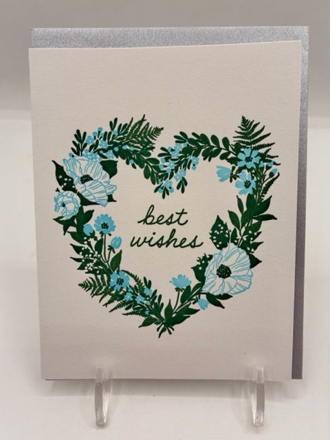 Floral Heart Wreath Wedding Card
