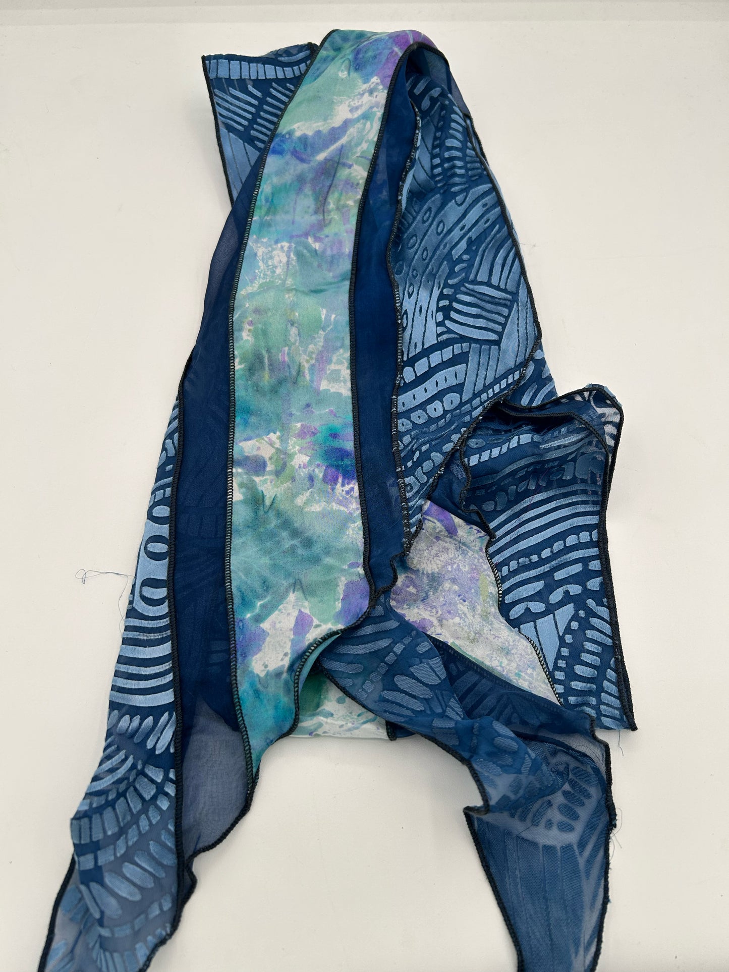 Wedgewood Blue Silk Collage Scarf