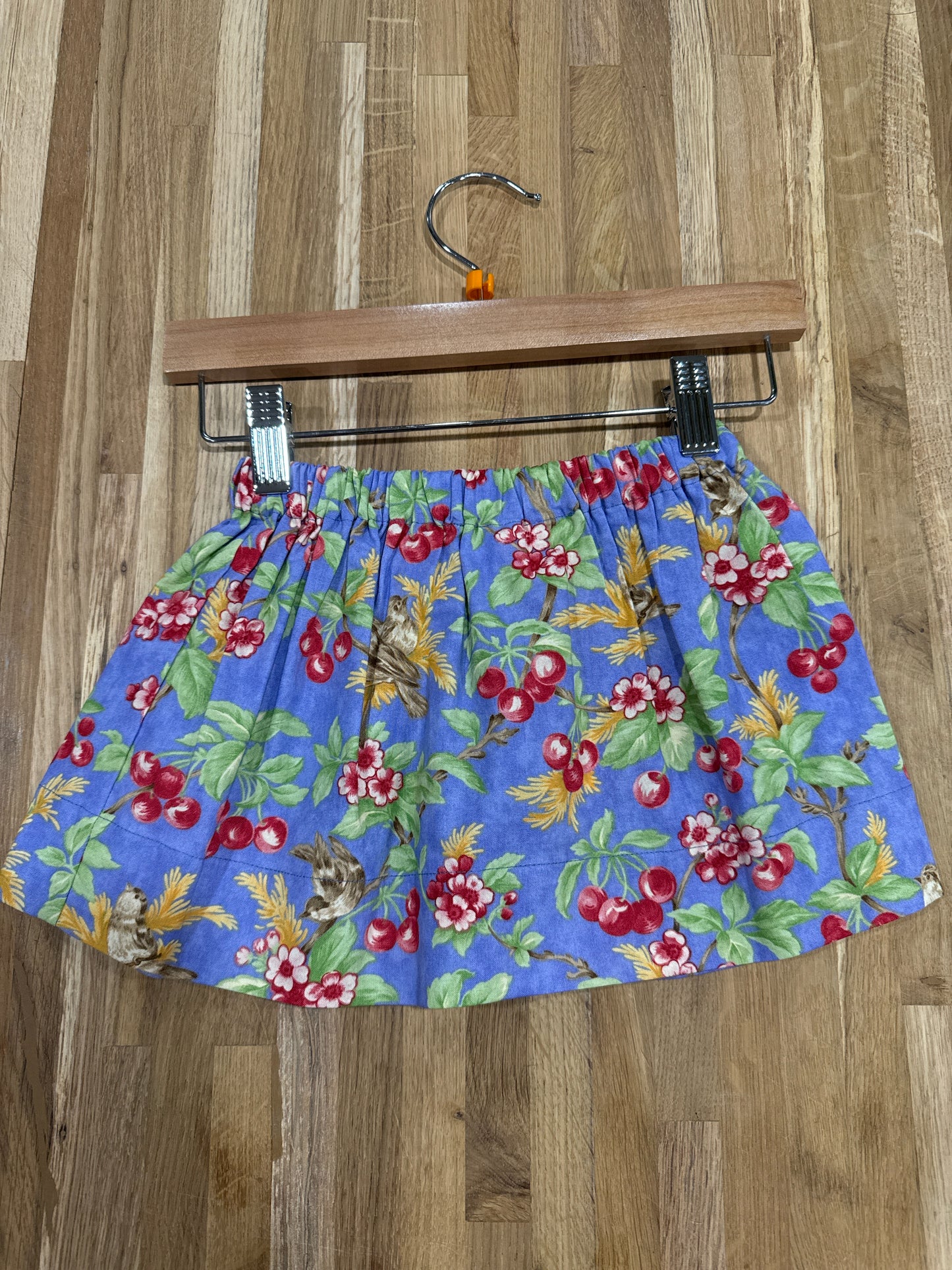 3 Y Twirly Skirt - Purple w/Bird, Cherries, Flowers