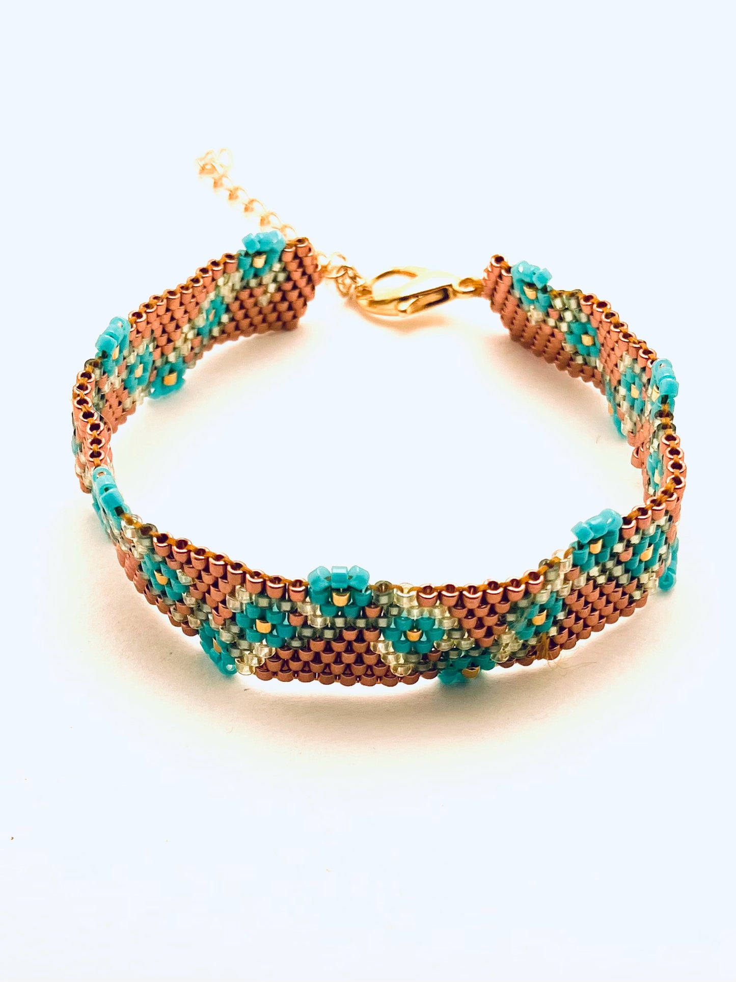 Beaded Garland Bracelet, Copper with Turquoise