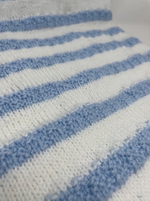 Blue and White Stripe acrylic Baby Blanket