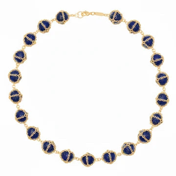 Caged Lapis Lazuli Gold Necklace