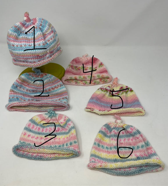 0-12 M Pastel Acrylic Blend Knit Baby Beanie
