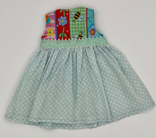 Sleeveless Aqua Dot Dress with Colorful Top for 18" Doll