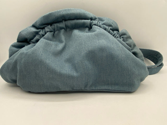 Denim Ruffle Crossbody Clutch