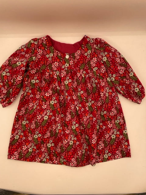 12-18 M Cranberry Floral Long-sleeve Dress