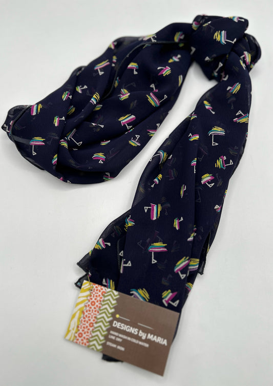 Navy with Sail Boats Poly Scarf